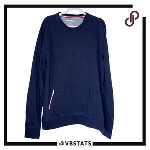 FourLaps Men's Rush Zip Pocket Crew Neck Pullover Sweatshirt Blue Size 2XL